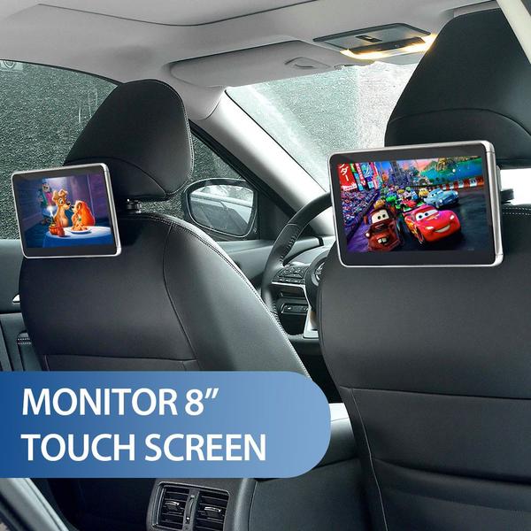 Par de Telas P/ Encosto Ford New Fiesta 2015 2016 2017 2018 8 Polegadas Independente USB Espelhamento Monitor Fone de Ouvido - E-Tech Imagem de Par de Telas P/ Encosto Ford New Fiesta 2015 2016 2017 2018 8 Polegadas Independente USB Espelhamento Monitor Fone de Ouvido