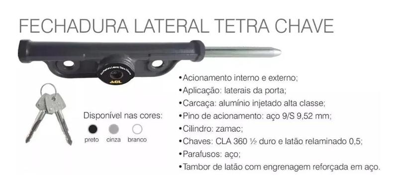 Par De Trava P/ Porta De Aço Fechadura Lateral Agl Tetra Imagem de Par De Trava P/ Porta De Aço Fechadura Lateral Agl Tetra