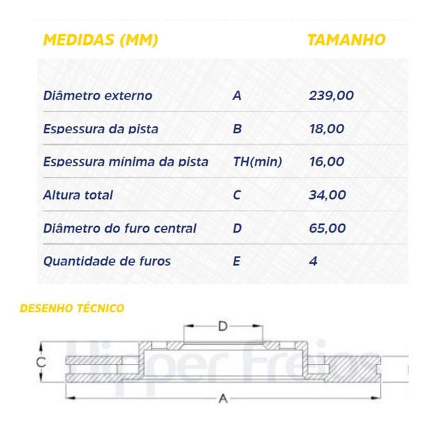 Imagem de Par Disco Freio Diant Vent Voyage Gol G5 1.0 2008 2012 Hf87