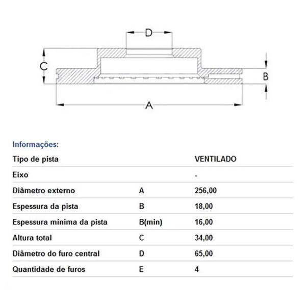 Imagem de Par Disco Freio Gol G5 Voyage Saveiro 1.0 1.6 Hipper Freios