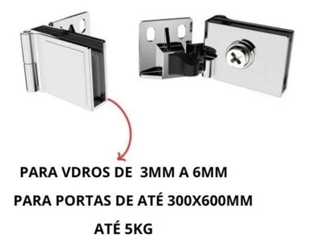 Imagem de Par Dobradiça Para Porta De Vidro De Armário Até 4Mm Até 6M