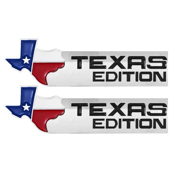 Imagem de Par Emblema Adesivo Texas Edition Cromado C/ Preto 5 cm x 16 cm