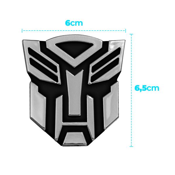 Imagem de Par Emblema Adesivo Transformers Cromado C/ Preto Carro Capacete Moto