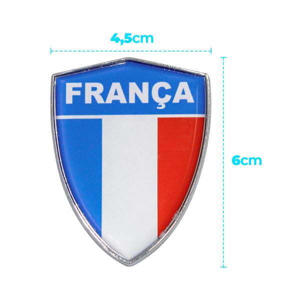 Imagem de Par Emblema Escudo Da França Com Moldura Cromada 6 Cm x 4,5 cm