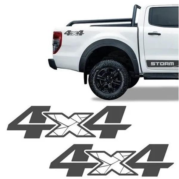 Imagem de Par Emblemas 4x4 Ranger Storm 2020 Adesivo Caçamba Grafite