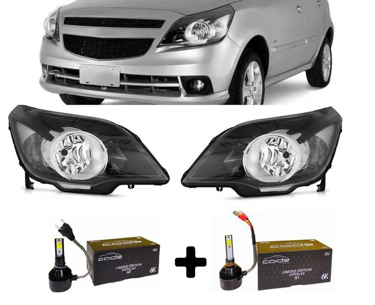 Imagem de Par farol agile 2009 a 2013 montana mascara negra + super led