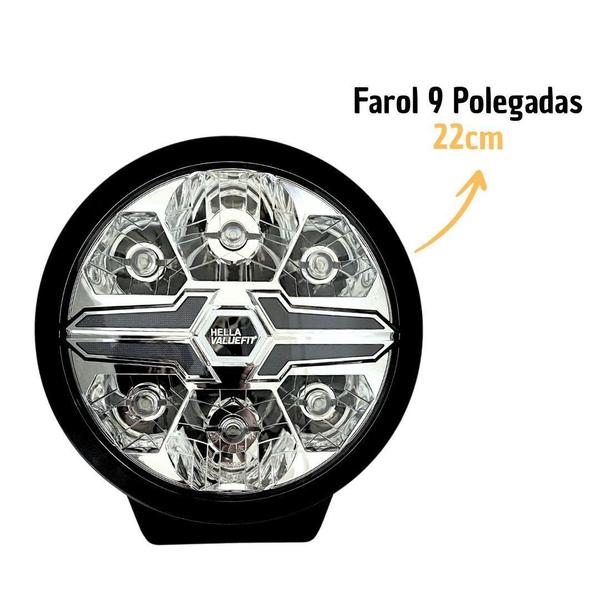 Imagem de Par Farol Auxiliar Hella Valuefit Black Led Drl Branco/Âmbar