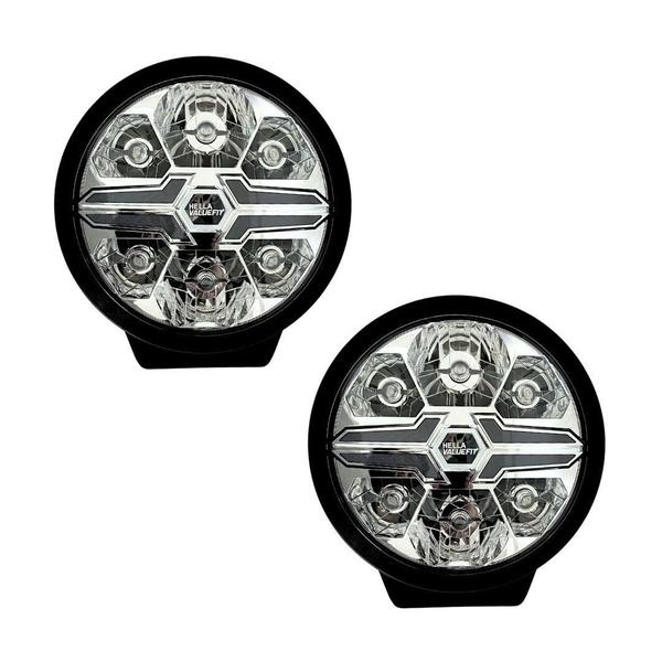 Imagem de Par Farol Auxiliar Hella Valuefit Black Led Drl Branco/Âmbar