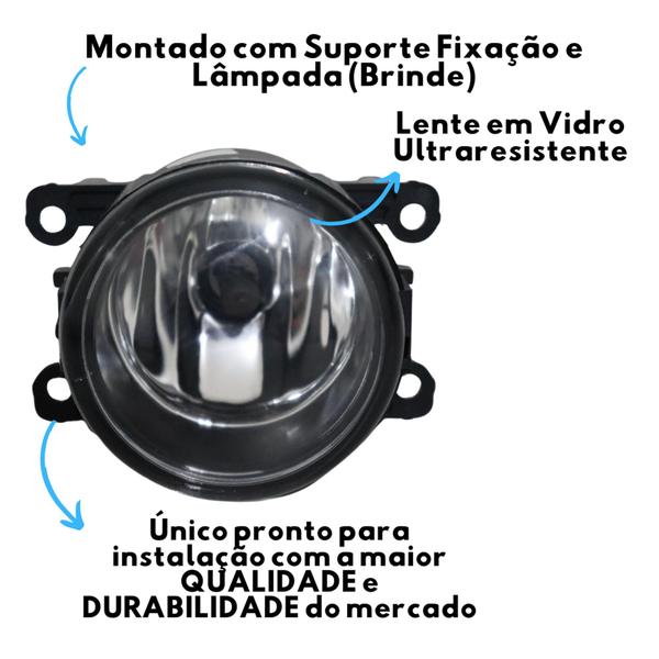 Imagem de Par Farol Auxiliar Milha Jeep Renegade 2015 a 2019 Lente em Vidro + Lâmpadas H11 Kit