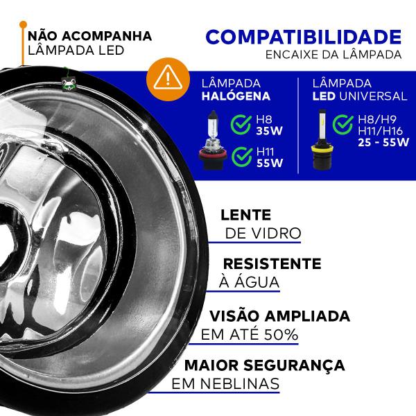 Imagem de Par Farol Auxiliar Milha Lente Vidro Aro Prata Fusion 2013 2014 2015 2016 2017 2018 2019 2020