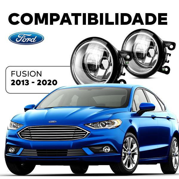 Imagem de Par Farol Auxiliar Milha Lente Vidro Aro Prata Fusion 2013 2014 2015 2016 2017 2018 2019 2020