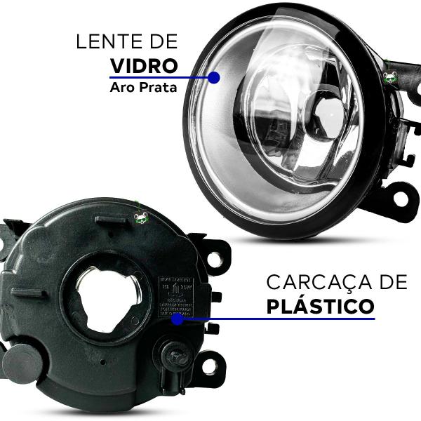 Imagem de Par Farol Auxiliar Milha Lente Vidro Aro Prata Renegade 2015 2016 2017 2018 2019