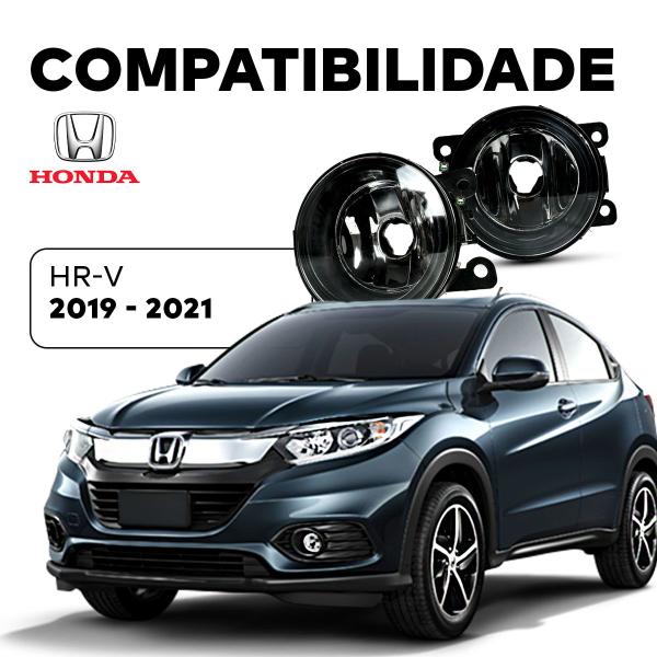 Imagem de Par Farol Auxiliar Milha Lente Vidro Aro Preto Hrv 2019 2020 2021