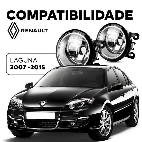 Imagem de Par Farol Auxiliar Milha Vidro Aro Prata Laguna 2007 a 2015