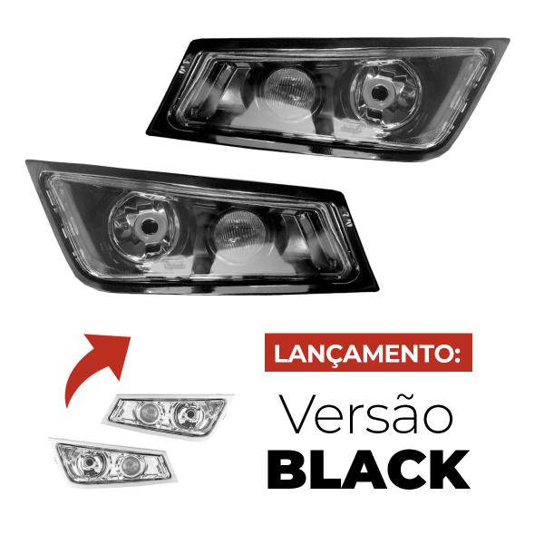 Imagem de Par Farol Auxiliar Volvo Fh13 Máscara Negra H3 Nino Com Aro