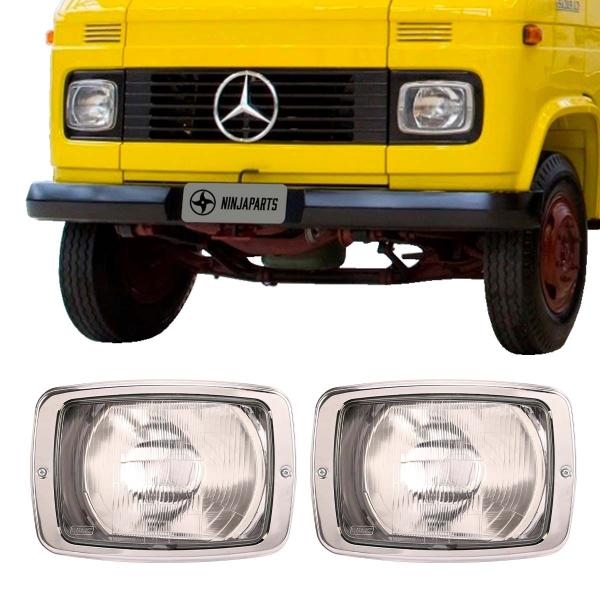 Par Farol Caminhão Mb 608 708 1972 Até 1989 Aro Cromado H4 Nino Imagem de Par Farol Caminhão Mb 608 708 1972 Até 1989 Aro Cromado H4 Nino