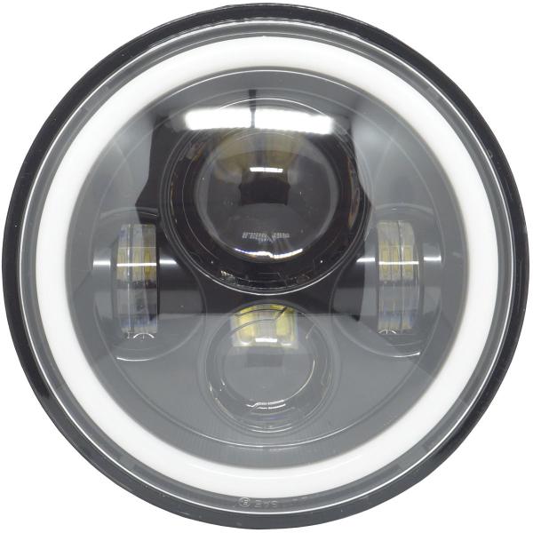 Imagem de Par Farol de Led 7 Pol Angel Eye 60W Drl Seta Jeep Troller Fusca Kombi Wrangler Harley Rayx Lt1013