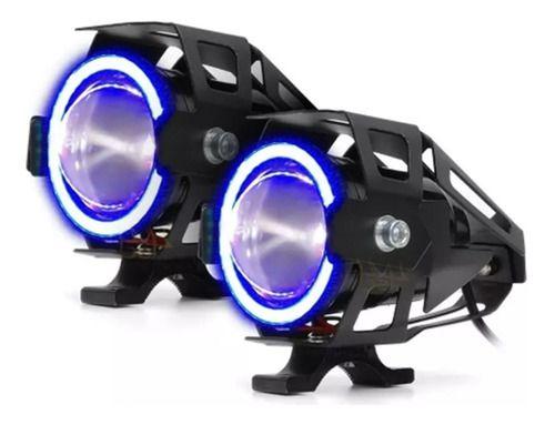 Par Farol de Milha Angel Eye U7 Azul para Moto Kawasaki NINJA ZX