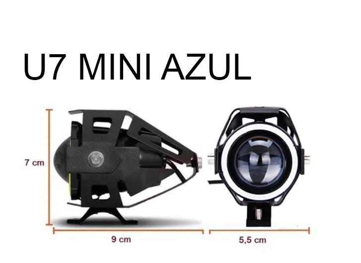 Imagem de Par Farol de Milha Angel Eye U7 Mini Azul para Moto CG 150 CARGO 2014 2015 2016 2017 2018 2019 2020 2021 2022