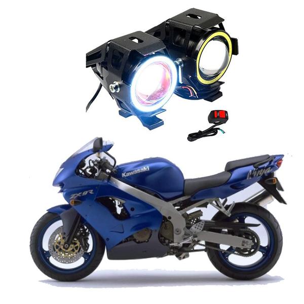 Imagem de Par Farol de Milha Angel Eye U7 para Moto Kawasaki NINJA ZX 9R 900CC 1994 1995 1996 1997 1998 1999 2000 até 2022