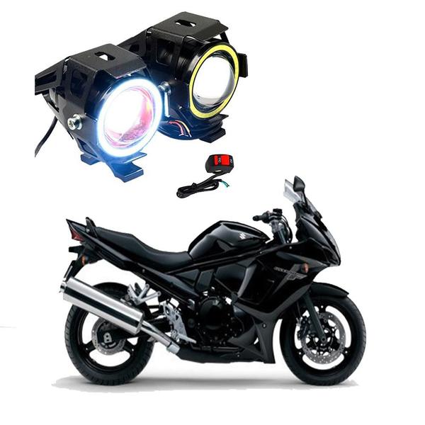 Imagem de Par Farol de Milha Angel Eye U7 para Moto Suzuki 650F  2009 2010 2011 2012 2013