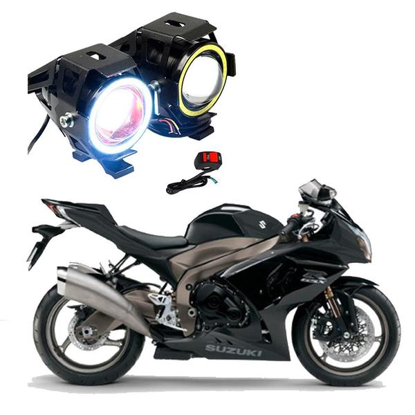 Imagem de Par Farol de Milha Angel Eye U7 para Moto Suzuki GSX R 1000 2001 2002 2003 2004 2005 2006 2007 2008 2009 2010 até 2013