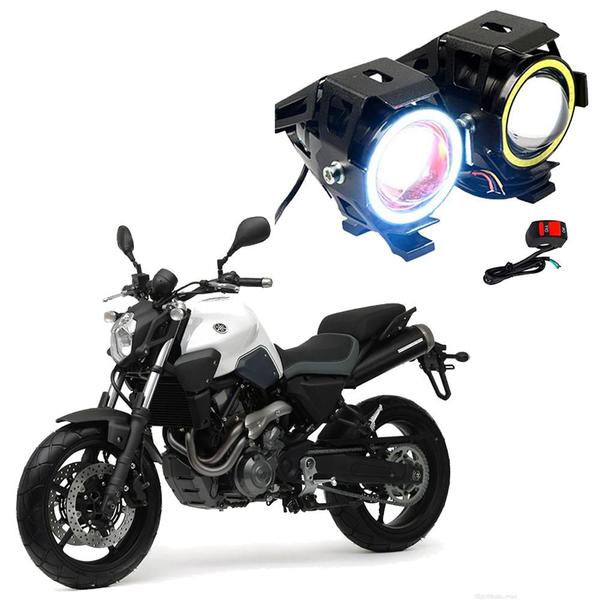 Imagem de Par Farol de Milha Angel Eye U7 para Moto Yamaha MT 03 2008 2009 2010 2011 2012 2013