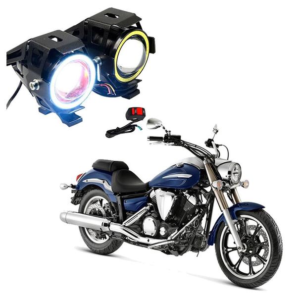 Imagem de Par Farol de Milha Angel Eye U7 para Moto Yamaha XVS 950 Midnight Star 2009 2010 2011 2012 2013