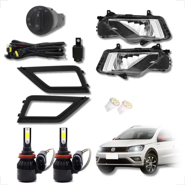 Imagem de Par Farol de Milha Completo VW Saveiro G7 + Lâmpada Led Tech One 2017 2018 2019 2020 2021 2022