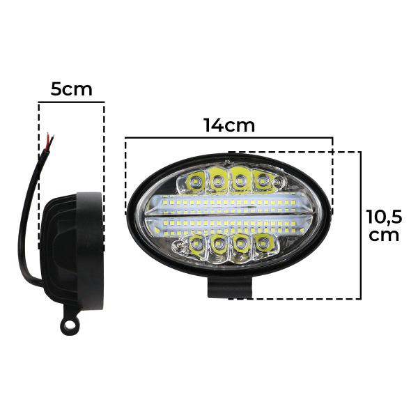 Imagem de Par farol de milha Led oval 144w carro Jeep Off Road 12v 24v