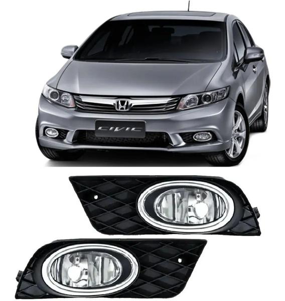 Imagem de Par Farol De Milha New Civic 2012 2013 2014 Com Grade