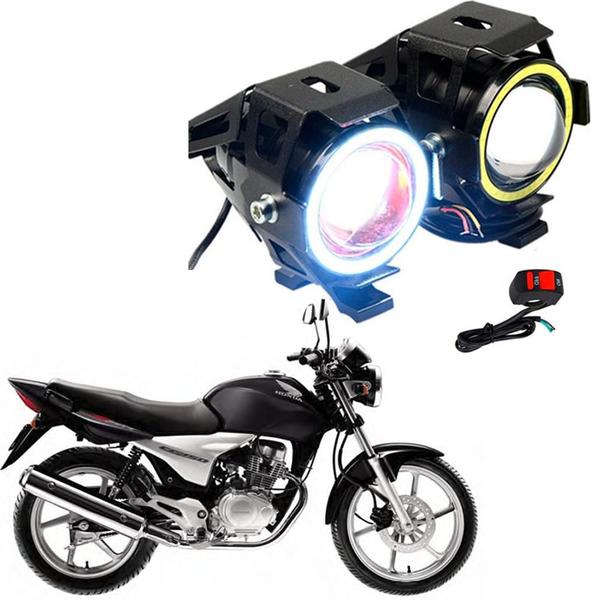 Imagem de Par Farol de Milha paara Moto Honda CG 150 START 2015 Angel Eye U7 Mini