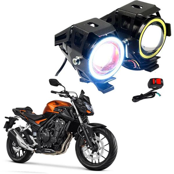 Imagem de Par Farol de Milha para Moto CB500F 2017 2018 2019 Angel Eye U7 Mini