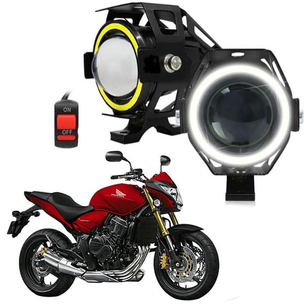 Imagem de Par Farol de Milha para Moto CB650F 2015 2016 2017 2018 2019 Angel Eye U7 Mini