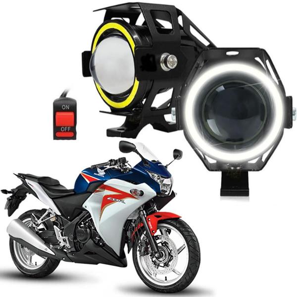 Imagem de Par Farol de Milha para Moto CBR 250R 2012 2013 Angel Eye U7 Mini