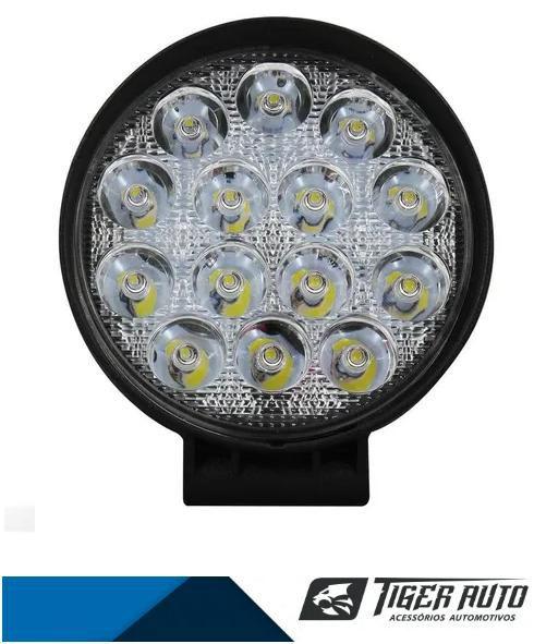 Imagem de Par farol milha 14 leds 6000k 12/24v redondo 11cm