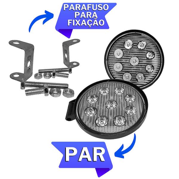 Imagem de Par Farol Milha Auxiliar Redondo 27w 9 Led Universal