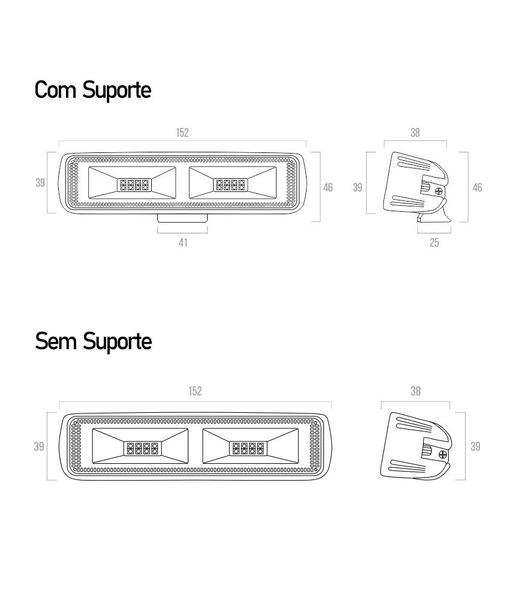 Imagem de Par Farol Milha Led Auxiliar Retangular 48w Flood Strobo