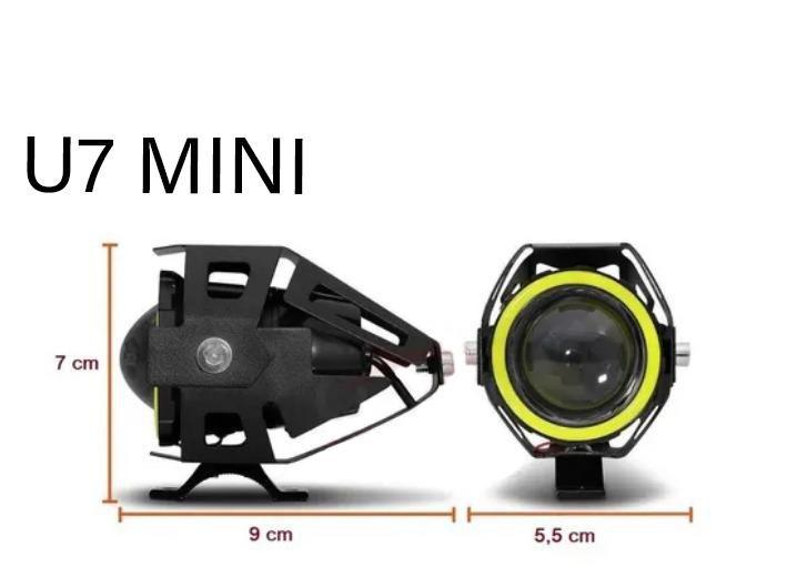 Imagem de Par Farol Milha Moto Angel Eye U7 Mini Led Aux. 30w Branca