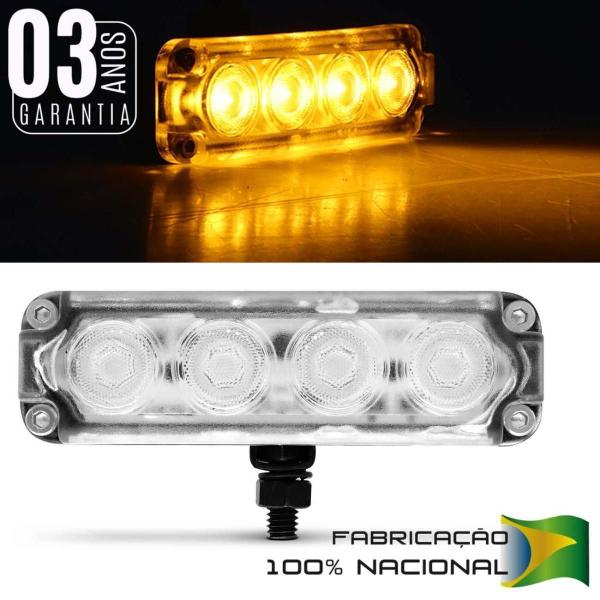 Imagem de Par Farol Milha Slim Aluminio 4 Leds 4W 12V Ambar Com Modulo