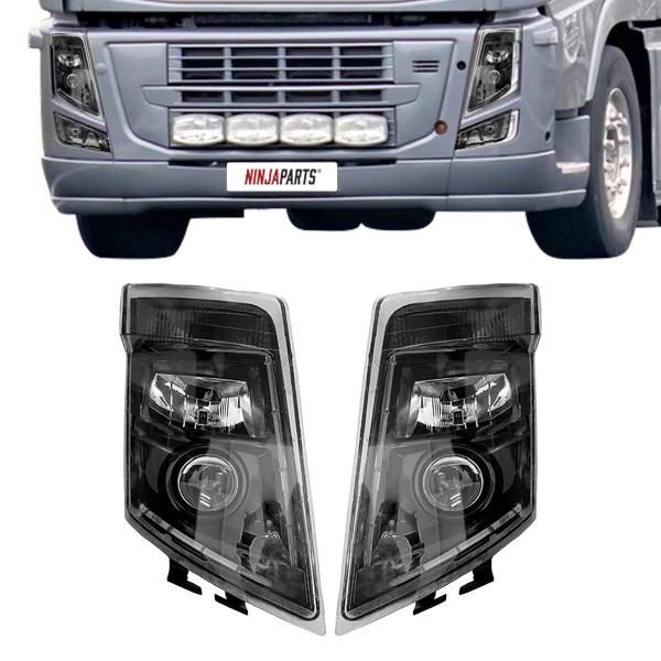 Imagem de Par Farol Volvo Fh13 Com Drl Máscara Negra 2009 A 2013 Nino