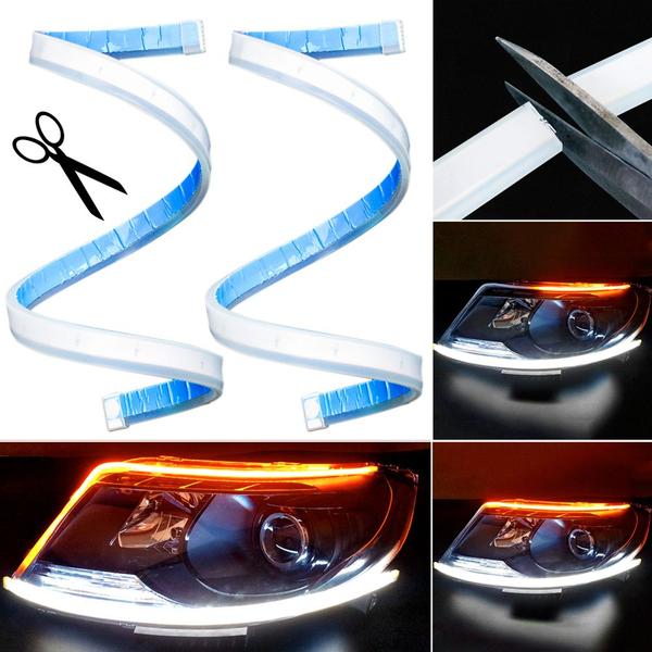 Imagem de Par Fita Barra Led DRL Farol Diurno Branco Seta Sequencial Laranja Âmbar BMW X6 2016 2017 2018 2019 2020