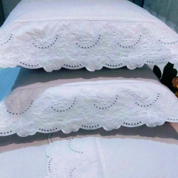 Par Fronhas Bordadas 100% Algodão Percal 200 Fios Richilieu - IngridBordados Imagem de Par Fronhas Bordadas 100% Algodão Percal 200 Fios Richilieu