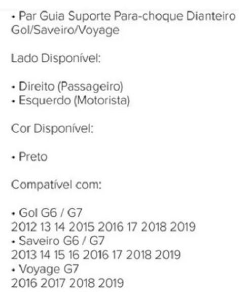 Imagem de Par Guia Suporte Parachoque Gol G6 G7 2012 13 14 A 2019