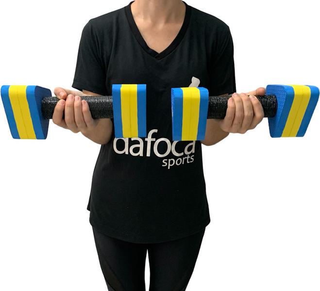 Imagem de Par Halteres Hidroginástica Natação Hidroterapia em EVA 1 A 2 Kg DF4011-AZ Azul/Amarelo Dafoca Sports