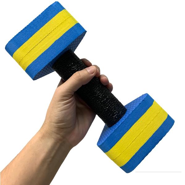 Imagem de Par Halteres Hidroginástica Natação Hidroterapia em EVA 1 A 2 Kg DF4011-AZ Azul/Amarelo Dafoca Sports