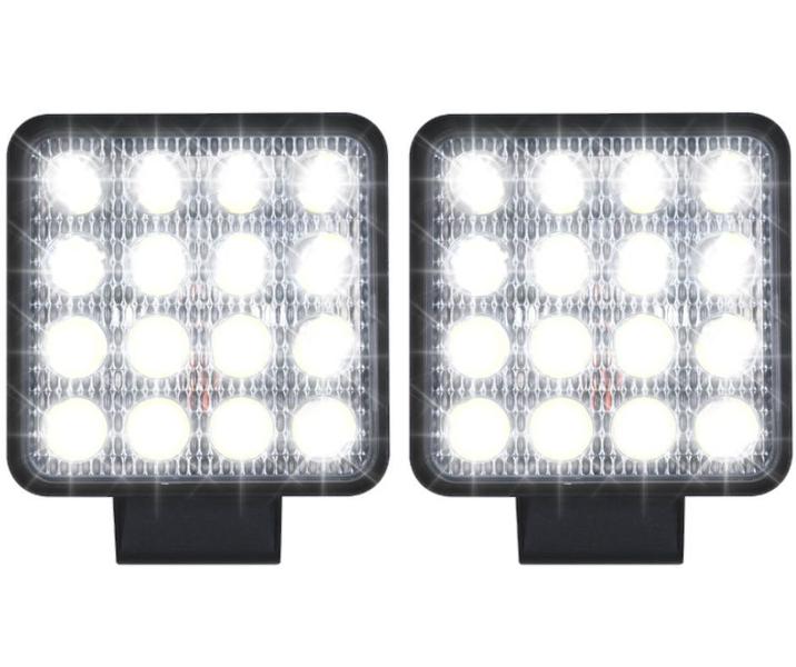 Imagem de Par Kit 2 Farol De Milha Farolete 16 Leds 12v 24v 48w 6000k