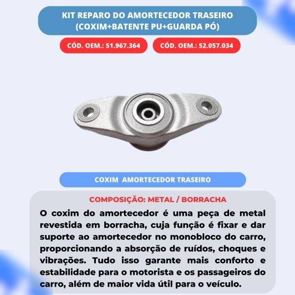 Imagem de Par Kit Coxim Batente Amortecedor Traseiro Fiat Toro 2016 2024