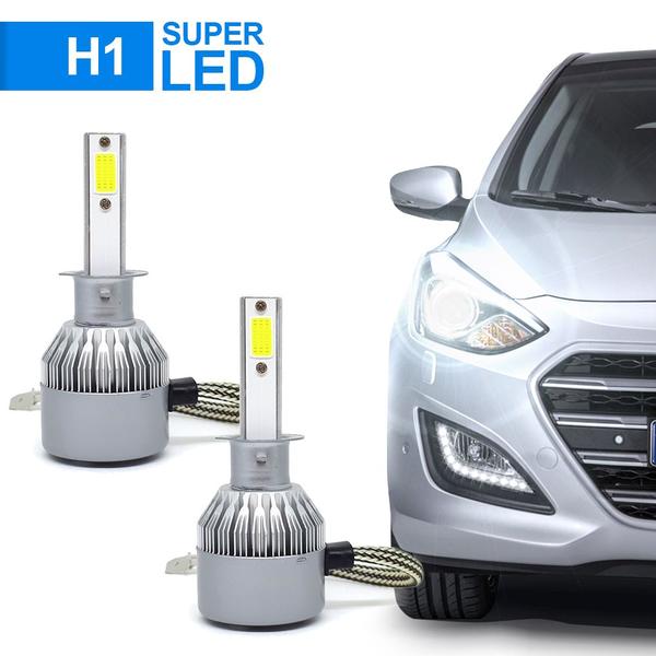 Imagem de Par Lâmpadas H1 Farol Baixo Fiat Marea 2003 2004 2005 2006 2007 Super Led C6 6000k 7200 Lumens Branco Frio Efeito Xenon