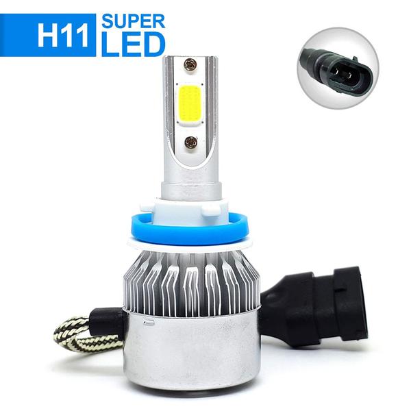 Imagem de Par Lâmpadas H11 Farol Baixo Malibu 2010 2011 2012 2013 Super Led C6 6000k 7200 Lumens Branco Frio Efeito Xenon